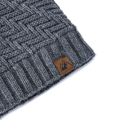 Unisex Peak Labal Winter Hat | Warm Knitted Beanie with Plush Fur Lining