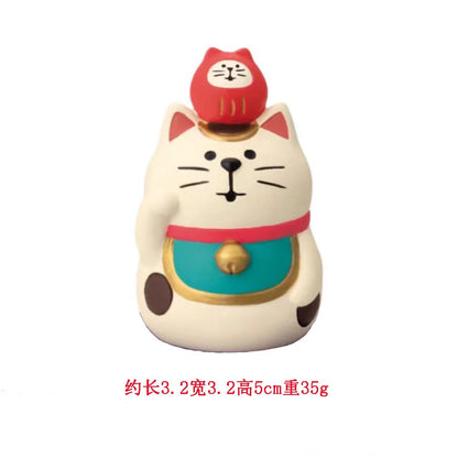 Japanese Style ZAKKA Cat Crafts Small Ornaments for Chinese New Year Snake Year Trend Bonsai Food and Decorative Resin Figurines