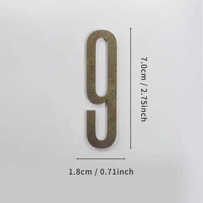 Bronze Door Number with Backing Adhesive 7cm Metal House Number Apartment Door Number for Outdoor Hotel Home Mailbox Label