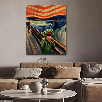 Tableau mural abstrait moderne, peinture de grenouille hurlante, impression sur toile HD, affiche de décoration pour maison, salon, chambre, salle de classe