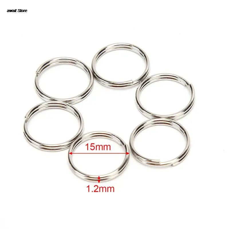100 Polished Silver Split Key Rings | Stainless Steel Keychain Set for DIY and Organization