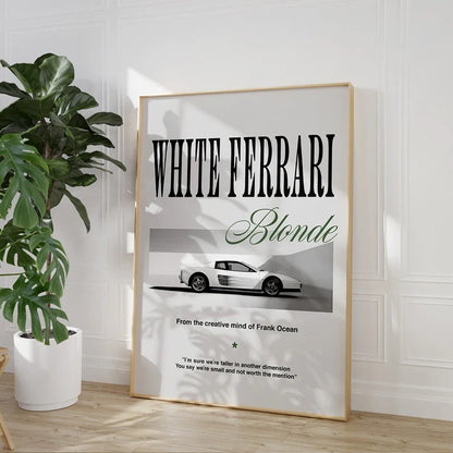 Tableaux décoratifs modernes de Frank Ocean Blond White Ferrari Cars Rap Hypebeast, affiches sur toile pour salon