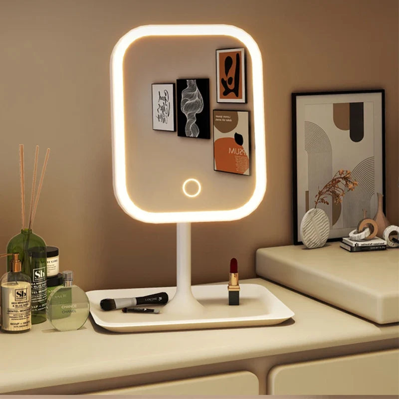LED Makeup Vanity Mirror with 3 Color Lights – Touch Control for Bedroom & Desk