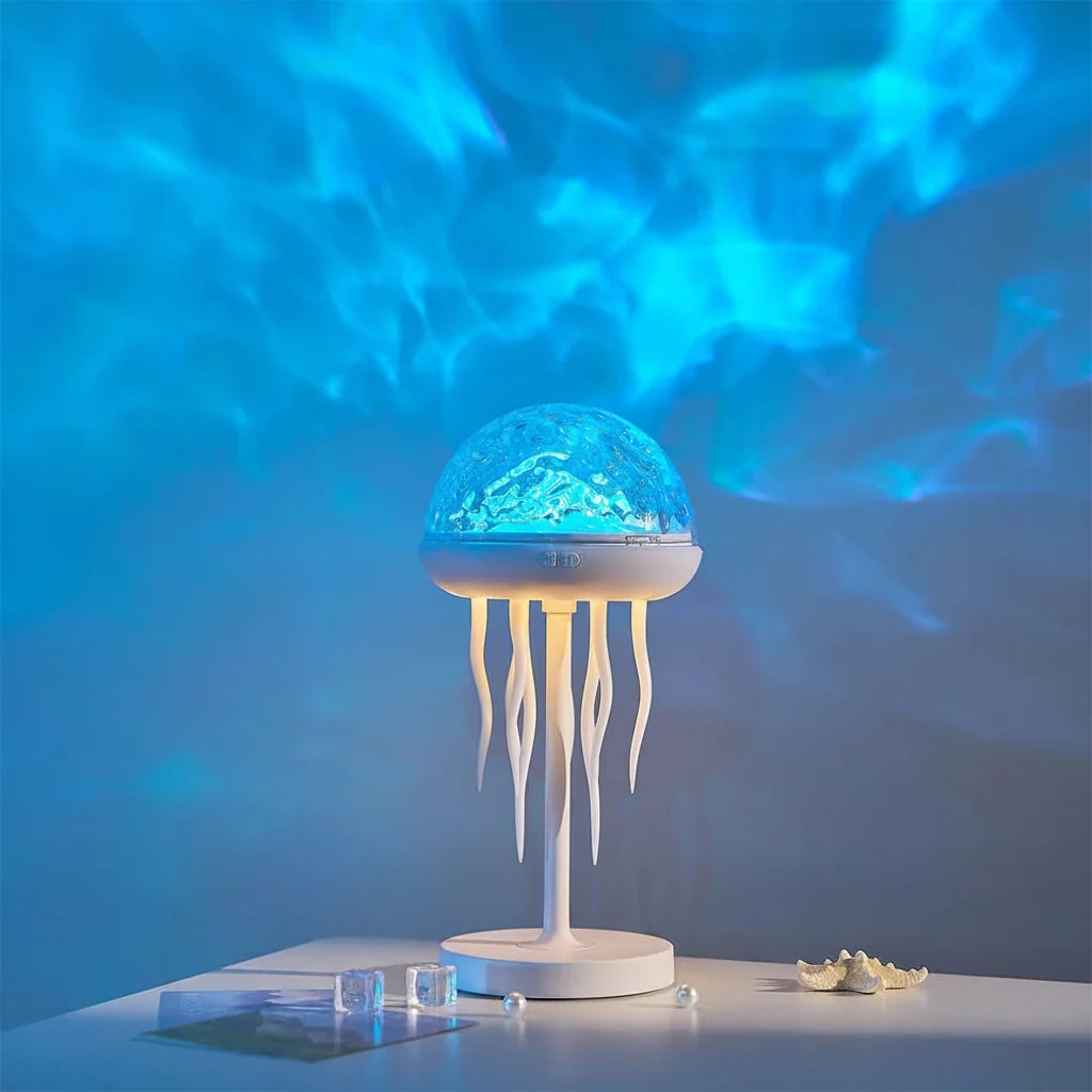 Jellyfish LED Projection Night Light Table Lamp Remote Ocean Ambient Bedroom