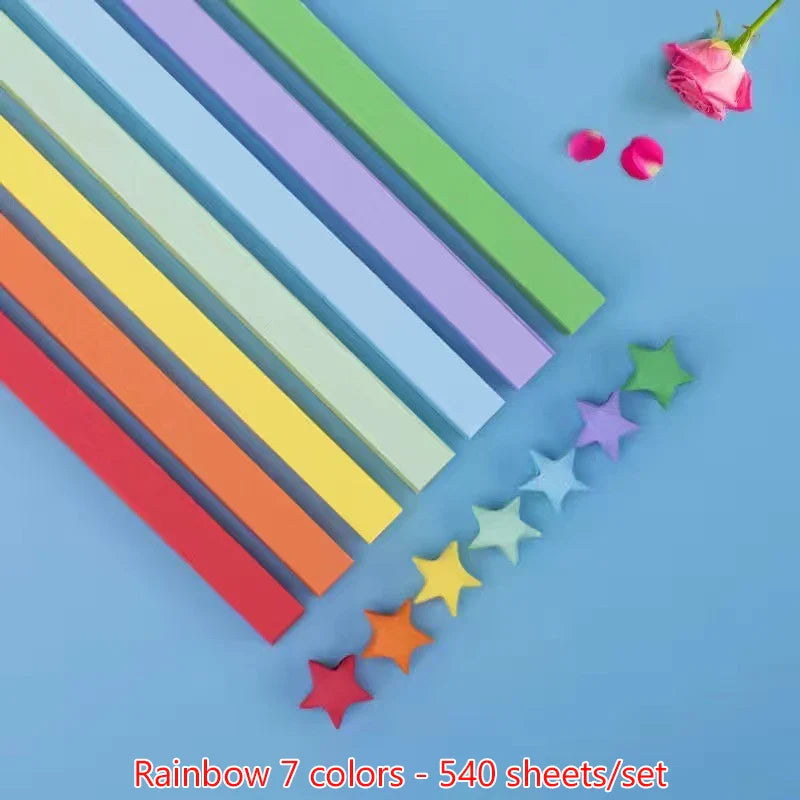 540 Sheets Origami Star Paper Strips | Colorful Lucky Star Folding Paper for DIY Crafts