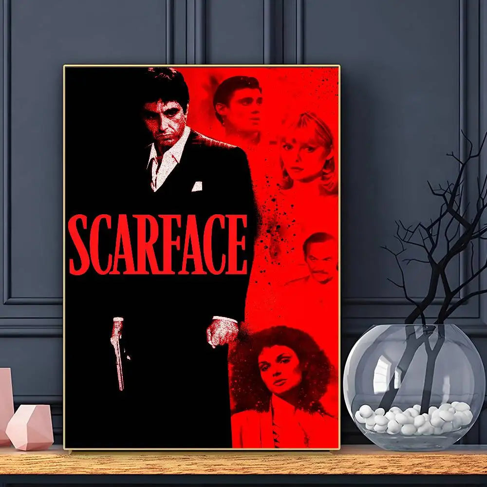Affiche de film S-ScarfaceS HD Art Adhésif Mural Imperméable Décoration Maison Salon Bar