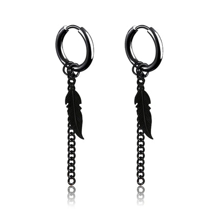 Vintage Punk Stainless Steel Stud Earrings for Men Women | 1 Pair Black Earrings Set