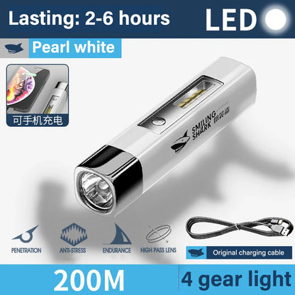 USB Rechargeable LED Flashlight 2 in 1 | Super Bright Mini Torch with Power Bank
