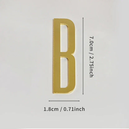 Golden Self Adhesive House Number Metal English Alphabet Letters for Apartment Room Door Plate Table Mailbox Number Stickers 7cm