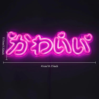 Mignon Néon LED Japonais Lumière Néon Rose Style Japonais Intérieur Néon pour Chambre Fille Bar Salon de Beauté Décor Cadeau d'Anniversaire