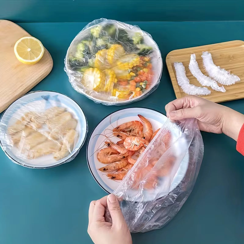 100pcs Disposable Plastic Wrap Covers | Food Grade PE Bowl Covers