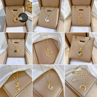 Stainless Steel Crescent Moon Pendant Necklace | Vintage Gold Choker Jewelry for Women