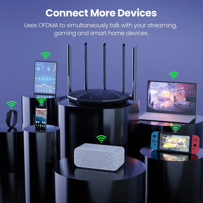 Routeur bi-bande Gigabit WiFi 6 AX1500 avec répéteur de signal pour bureau à domicile