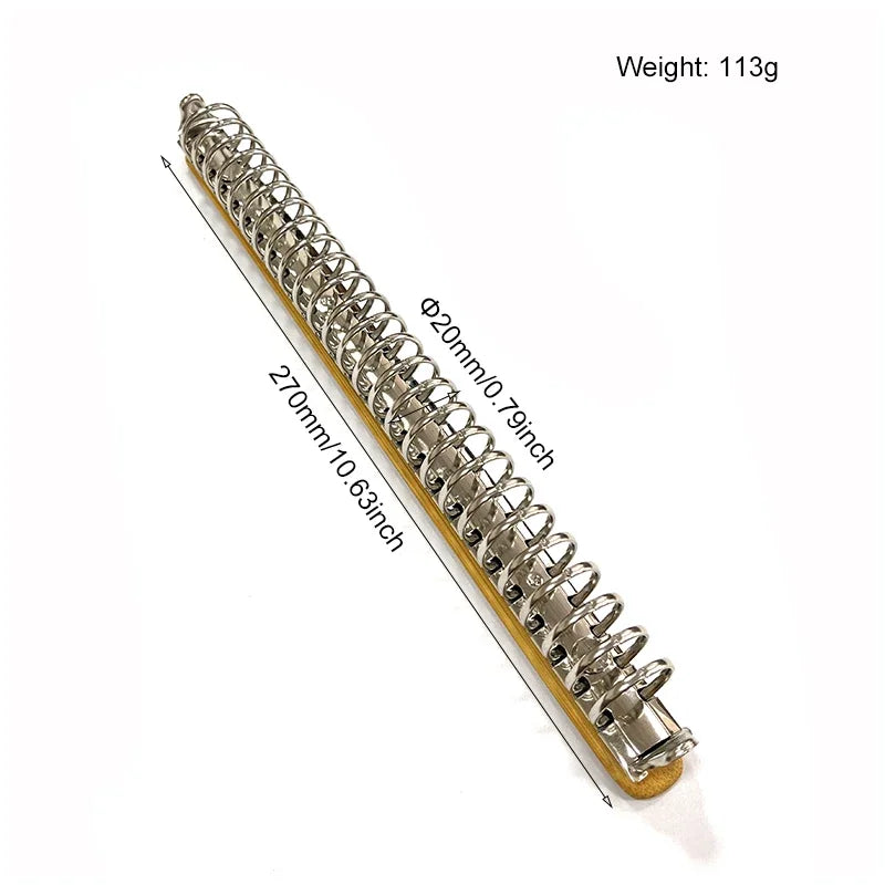 A5 B5 Metal Ring Binder Clips with Bamboo Back Panel Detachable Buckle Loose-leaf Binding Strip for Data Book Album Notebook