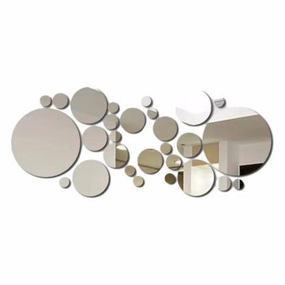 26pcs Round Acrylic Mirror Stickers | Self-Adhesive Wall Decor for Bathroom and Kitchen
