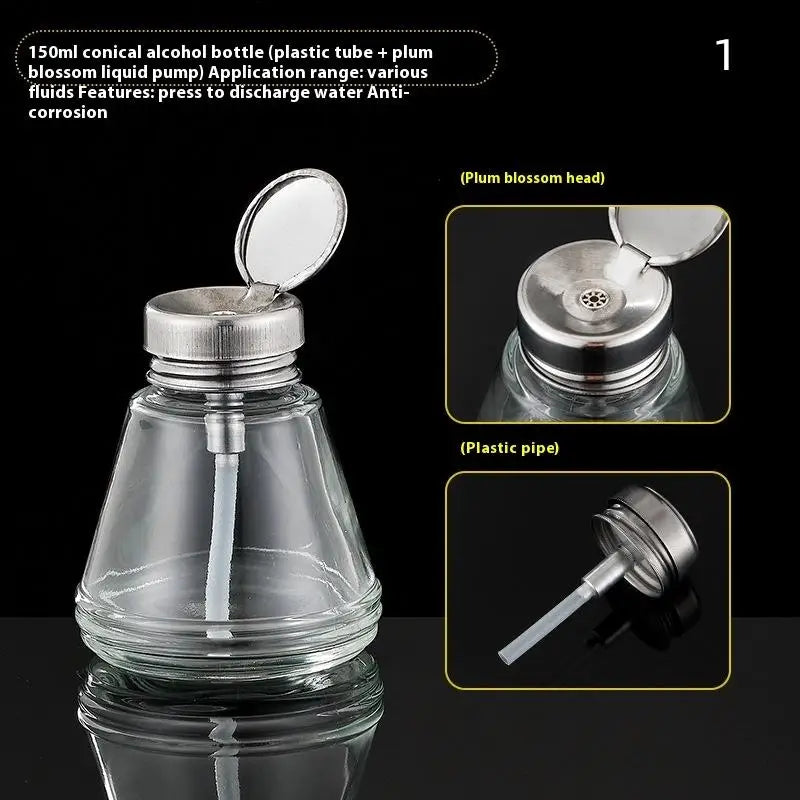 Glass Nail Polish Bottle with Pump | Refillable Dispenser for Remover and Cleaner