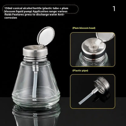 Glass Nail Polish Bottle with Pump | Refillable Dispenser for Remover and Cleaner