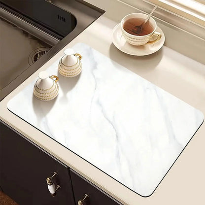 Marbled Diatomite Coffee Machine Mat Kitchen Drainage Absorbent Quick Drying Placemat Bathroom Anti-slip Dirty Resistant Rug