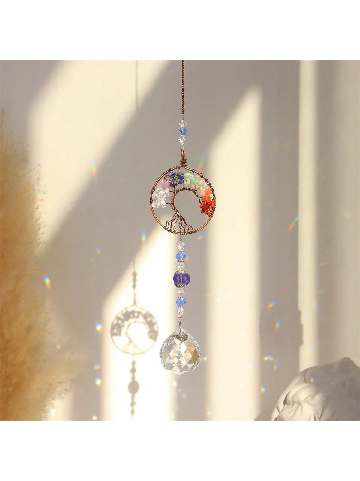 Attrape-soleil en cristal Arbre de Vie pour fenêtres, décorations à suspendre avec prismes pour la maison, l'intérieur, l'extérieur, la voiture, créant des arcs-en-ciel