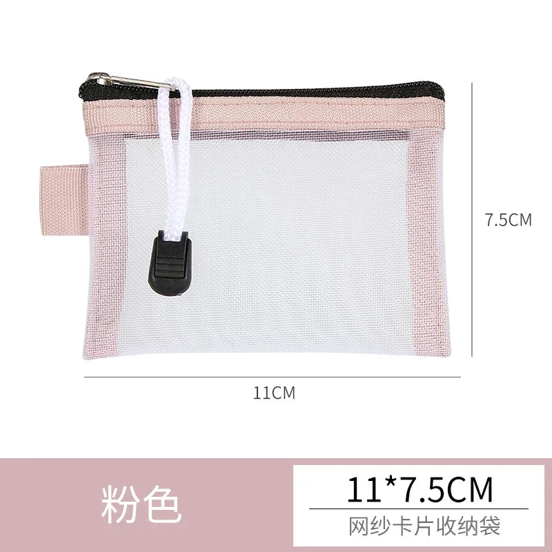 Mini Mesh Zipper Card Pouch | Transparent ID and Credit Card Storage Bag