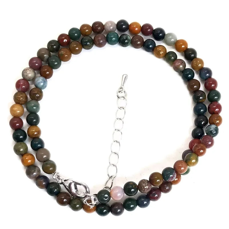 Natural Stone Bead Adjustable Necklace | Agate Opal Tigers Eye Quartz Crystal Jewelry