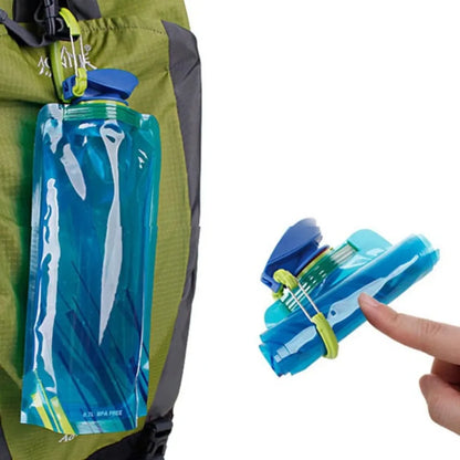 Foldable Water Bottle | Reusable Travel Water Bottle with Carabiner Clip for Hiking, Camping, and Outdoor Adventures