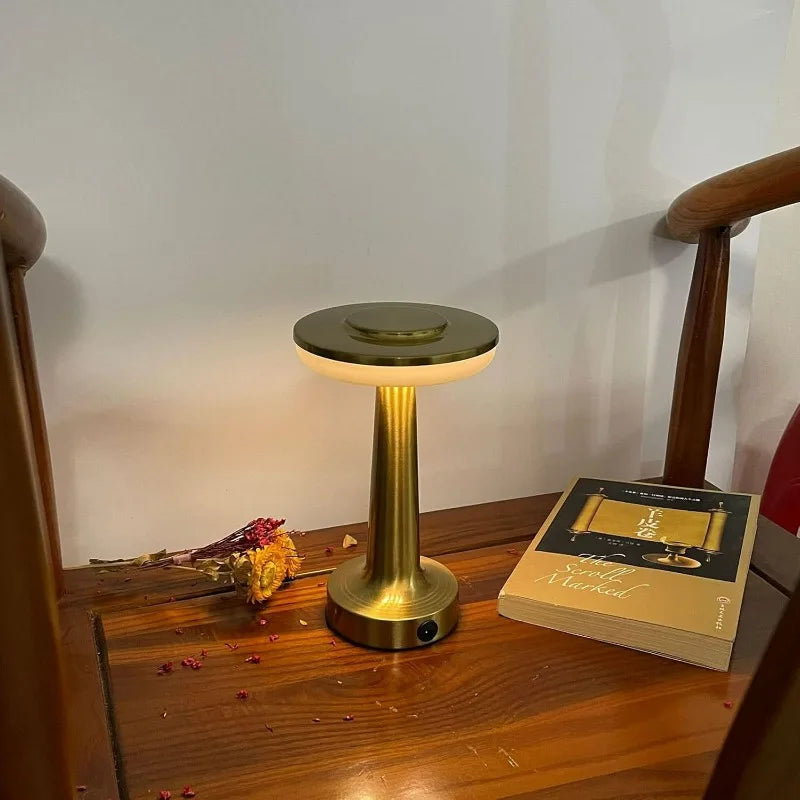 Metal Touch Table Lamp USB Rechargeable Portable Bedside Night Light for Bar