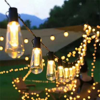 1 ud. de guirnaldas de luces solares, luces impermeables para jardín exterior, jardín, terraza, balcón, camping, fiesta, decoración retro, luces de hadas