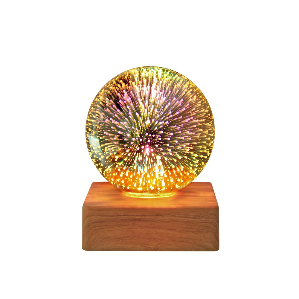 3D Firework LED Night Light | Starry Sky Glass Ball Table Lamp for Home Decor