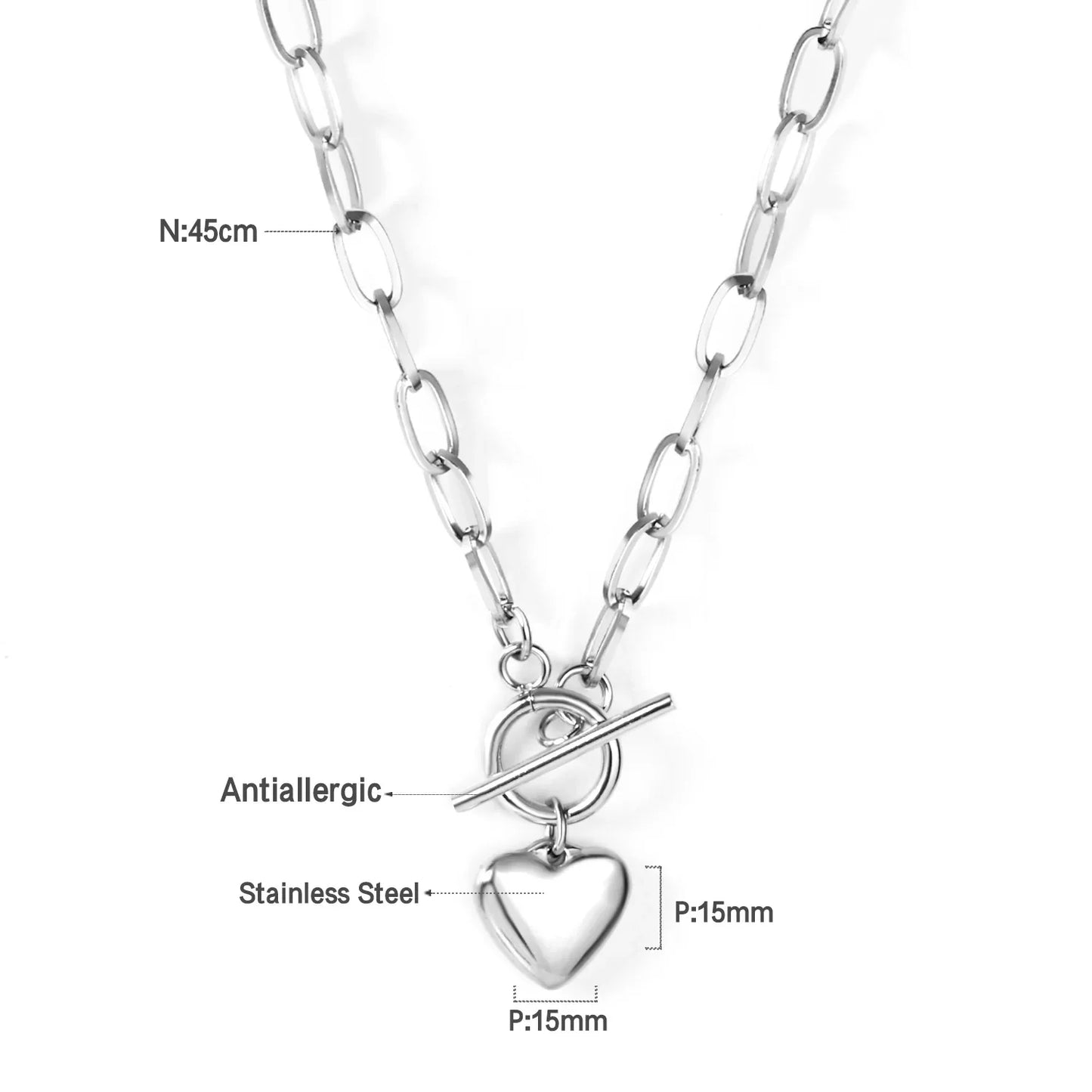 ASONSTEEL Romantic Heart Pendant Necklace | Gold Stainless Steel Choker for Women Gift