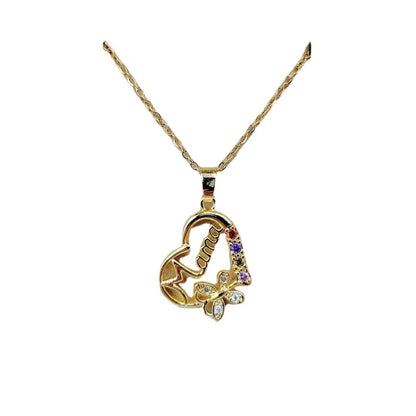 Crystal Heart Mama Necklace | Stainless Steel Pendant Jewelry for Mom