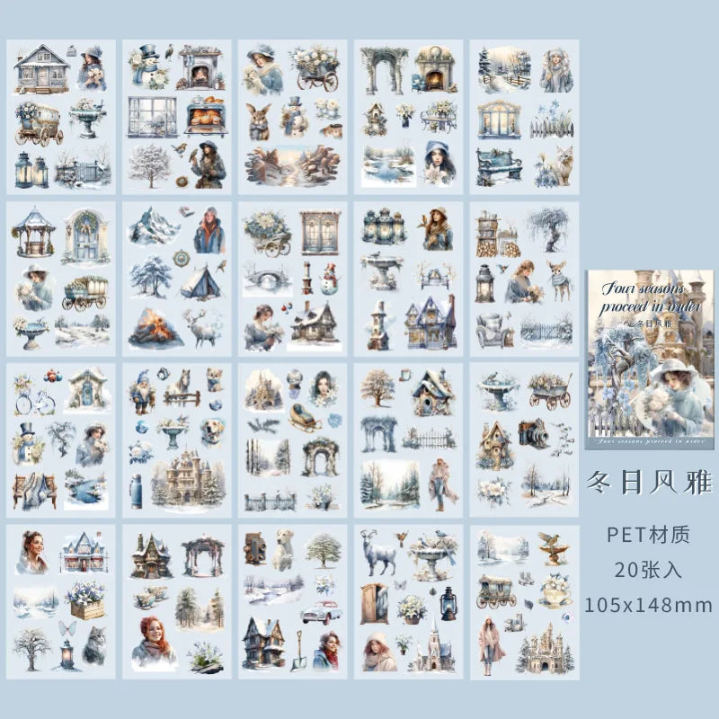 Mr Paper 20Pcs/book Teenage Travelling Decorative Sticker Book | Four Seasons DIY Calendar Diary