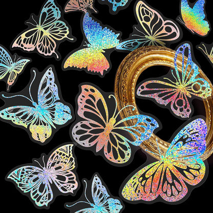 100pcs Cute Cartoon Anime Laser Holographic Stickers Aesthetic Butterfly Decal Scrapbook Laptop Phone Car Funny Sticker for Girl