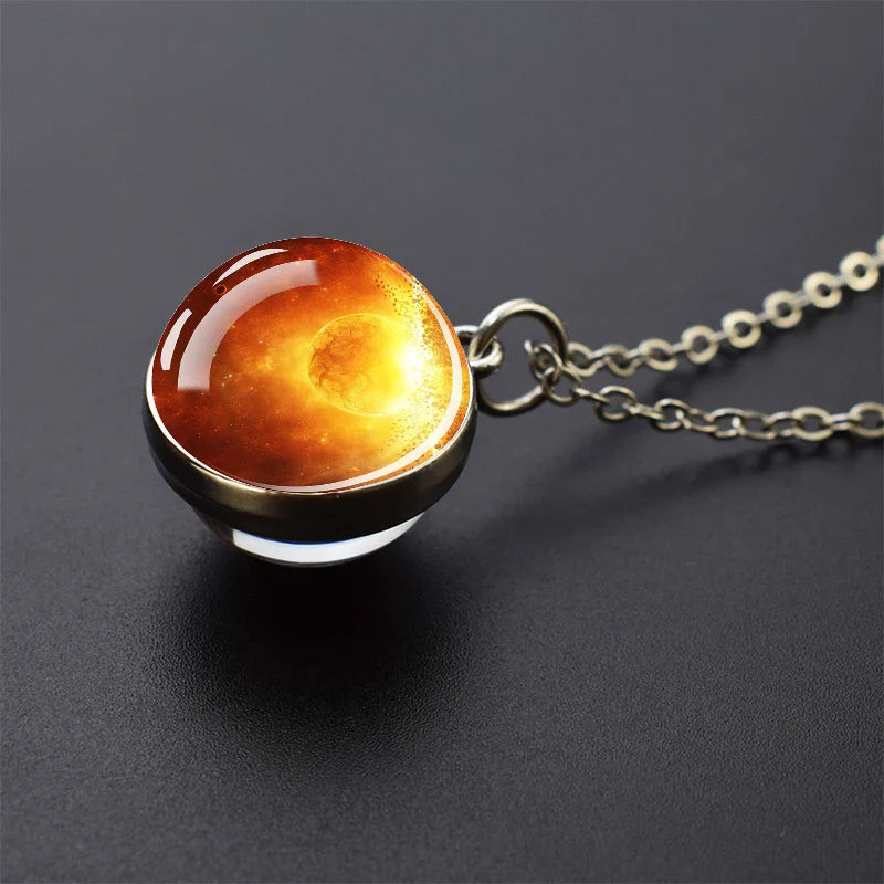 Solar System Galaxy Pendant Necklace | Unisex Astronomy Jewelry Gift