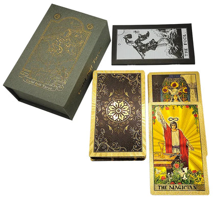 Le nouveau jeu de société de Tarot "The New Knight Laser Gold Foil" – Cartes de divination luxueuses en PVC, imperméables et résistantes à l'usure, avec marquage à chaud.