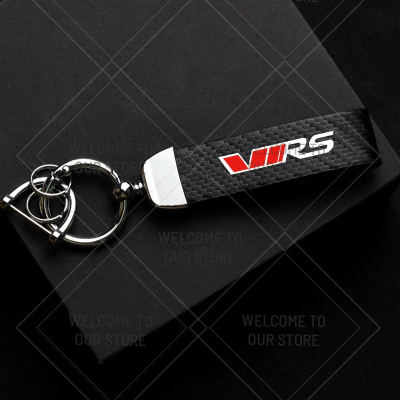Skoda VRS Carbon Fiber Keychain | Car Emblem Key Ring for Citigo Kodiaq Yeti Rapid Fabia