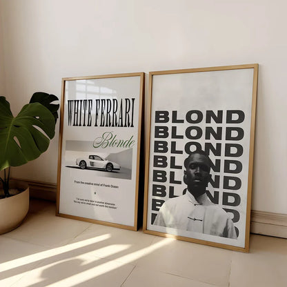 Tableaux décoratifs modernes de Frank Ocean Blond White Ferrari Cars Rap Hypebeast, affiches sur toile pour salon