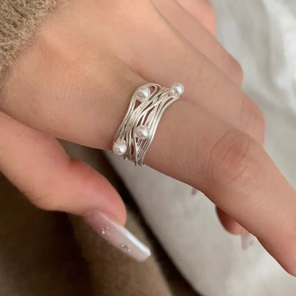VENTFILLE 925 Sterling Silver Flower Lace Ring | Korean Fashion Adjustable CZ Ring