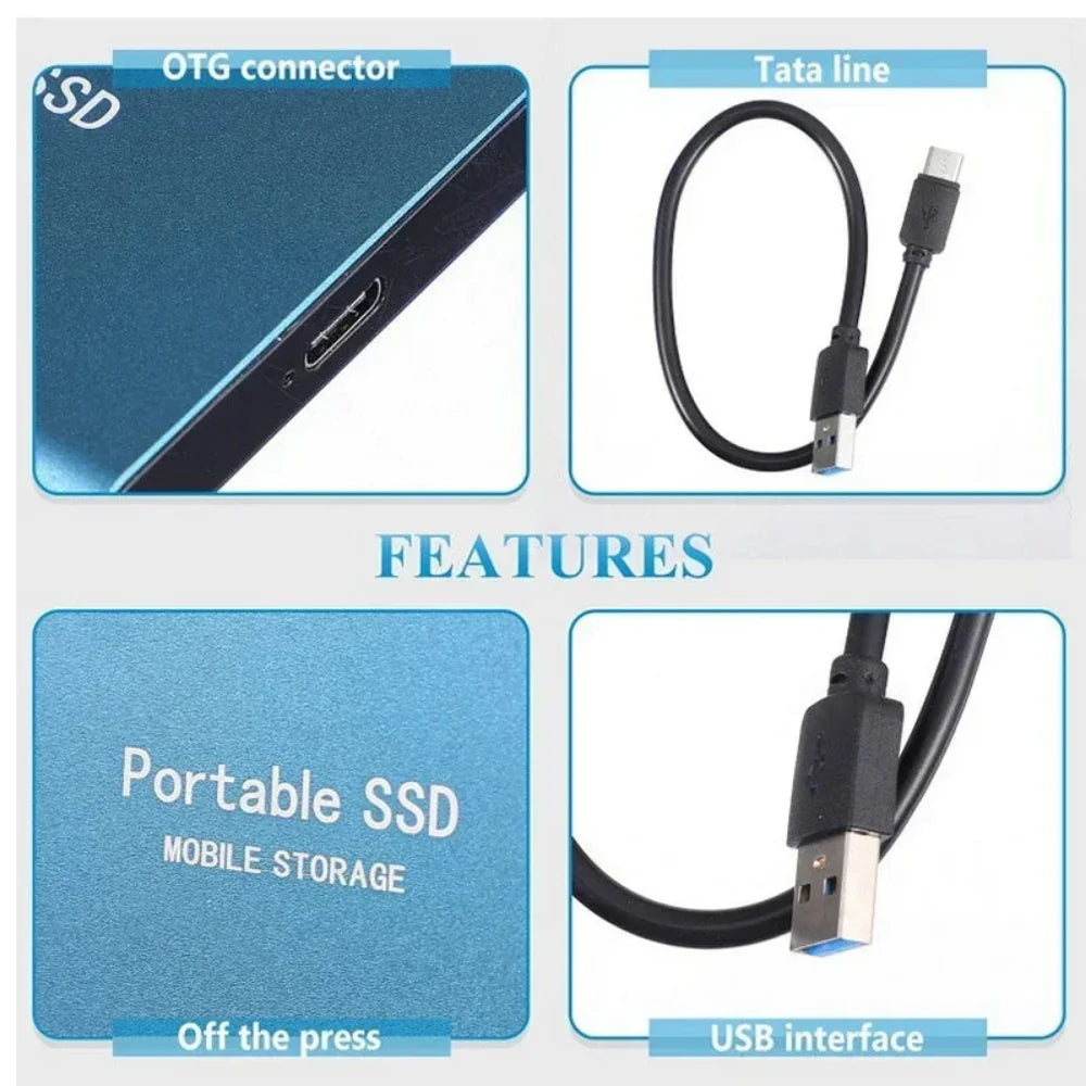 Unidad de estado sólido portátil de 2 TB (SSD) con USB 3.1 y USB-C