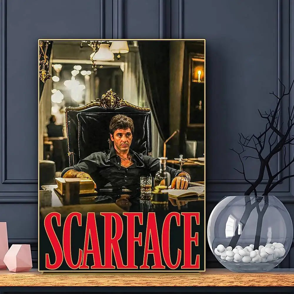Affiche de film S-ScarfaceS HD Art Adhésif Mural Imperméable Décoration Maison Salon Bar