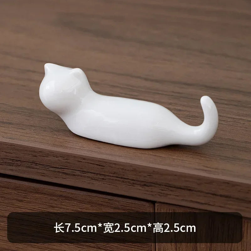 Support de Baguettes en Céramique Style Japonais avec Motif de Chat Mignon, Repose-Baguettes, Porte-Baguettes, Vaisselle, Support de Cuillère