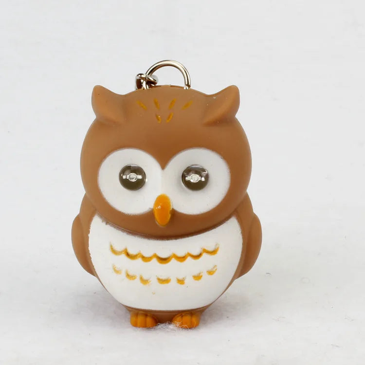 LED Owl Keychain with Sound and Light | Cute Bag Pendant for Keys