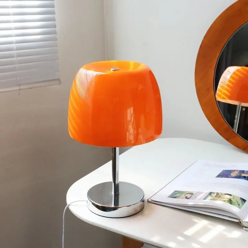 Lampe de table en verre médiévale, rétro américaine, pour salon, salle à manger, lampe de table Bauhaus, maison, chambre calme et chaleureuse, chevet