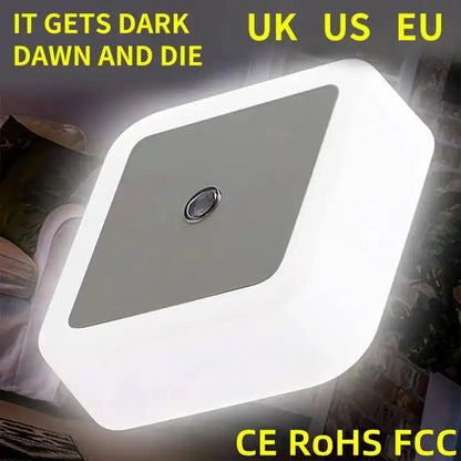 Mini LED Night Light with Light Sensor | Auto-On Square Night Lamp for Kids Room, Bedroom, Aisle