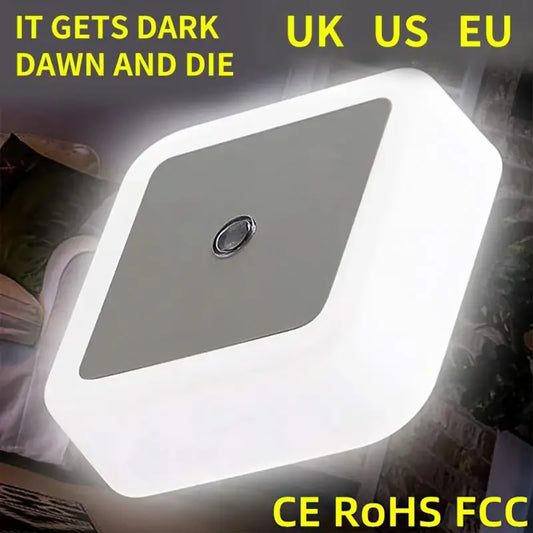 Mini LED Night Light with Light Sensor | Auto-On Square Night Lamp for Kids Room, Bedroom, Aisle