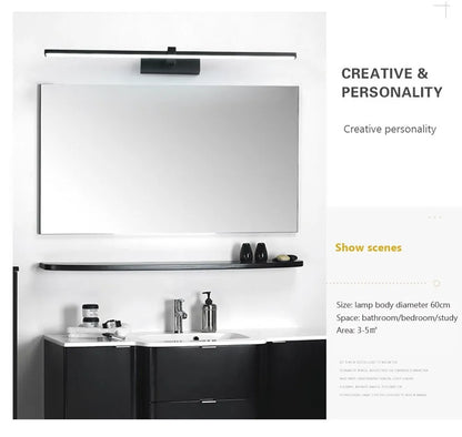 LED Bathroom Mirror Light – Waterproof Wall Lamp for Makeup Vanity in White/Black