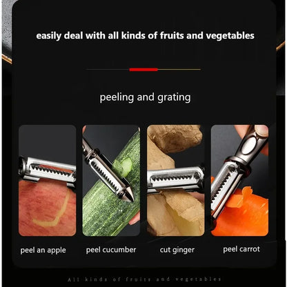 3 In 1 Fruit And Vegetable Peeler Kitchen Gadget Potato Carrot Slicer Alloy Sharp Grater Multifunctional  Kitchen Accessories