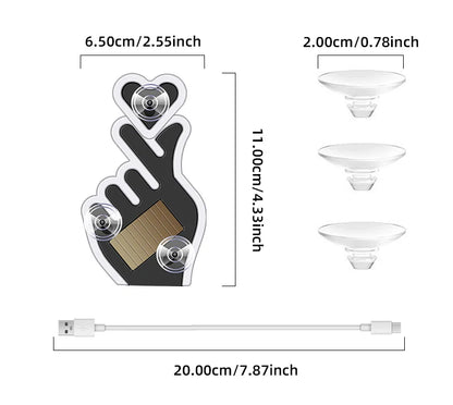Solar Finger Heart LED Night Light | USB Solar Ambient Lamp for Car, Room, Party