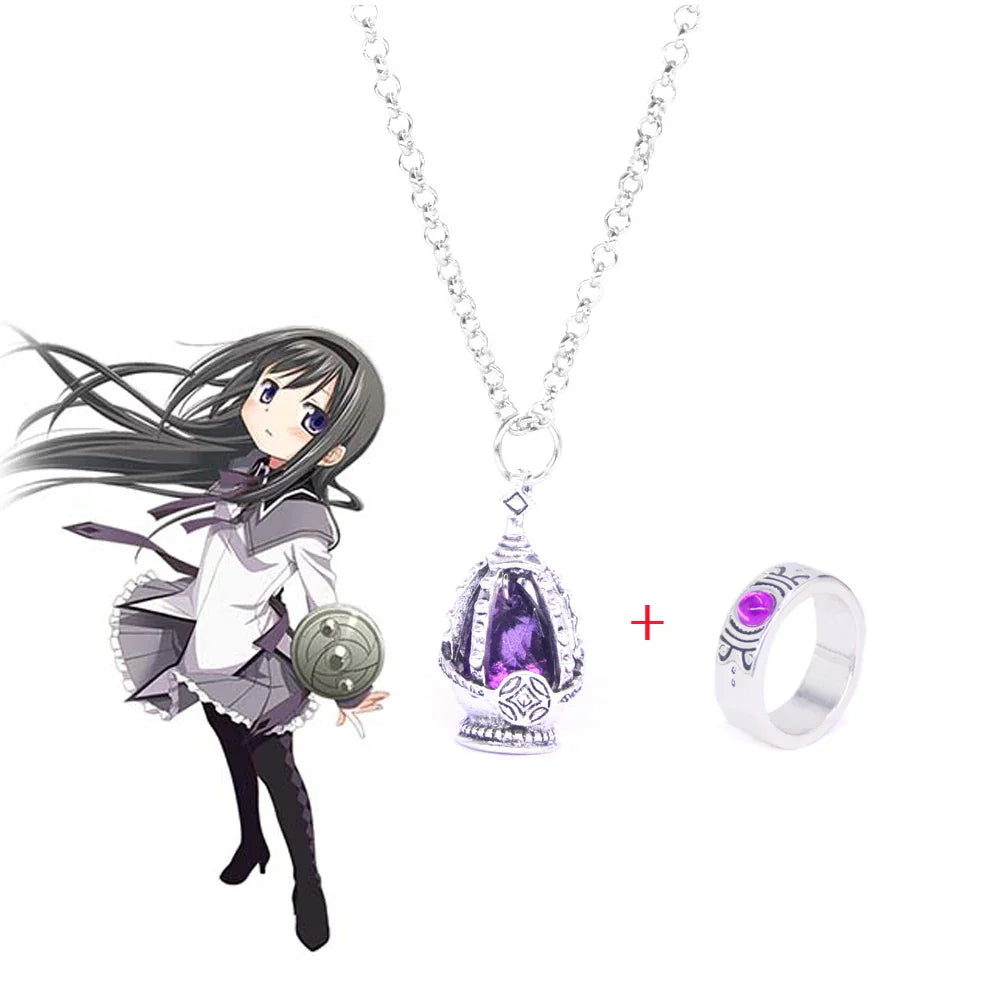 Madoka Magica Soul Gem Pendant Necklace | Anime Jewelry Set