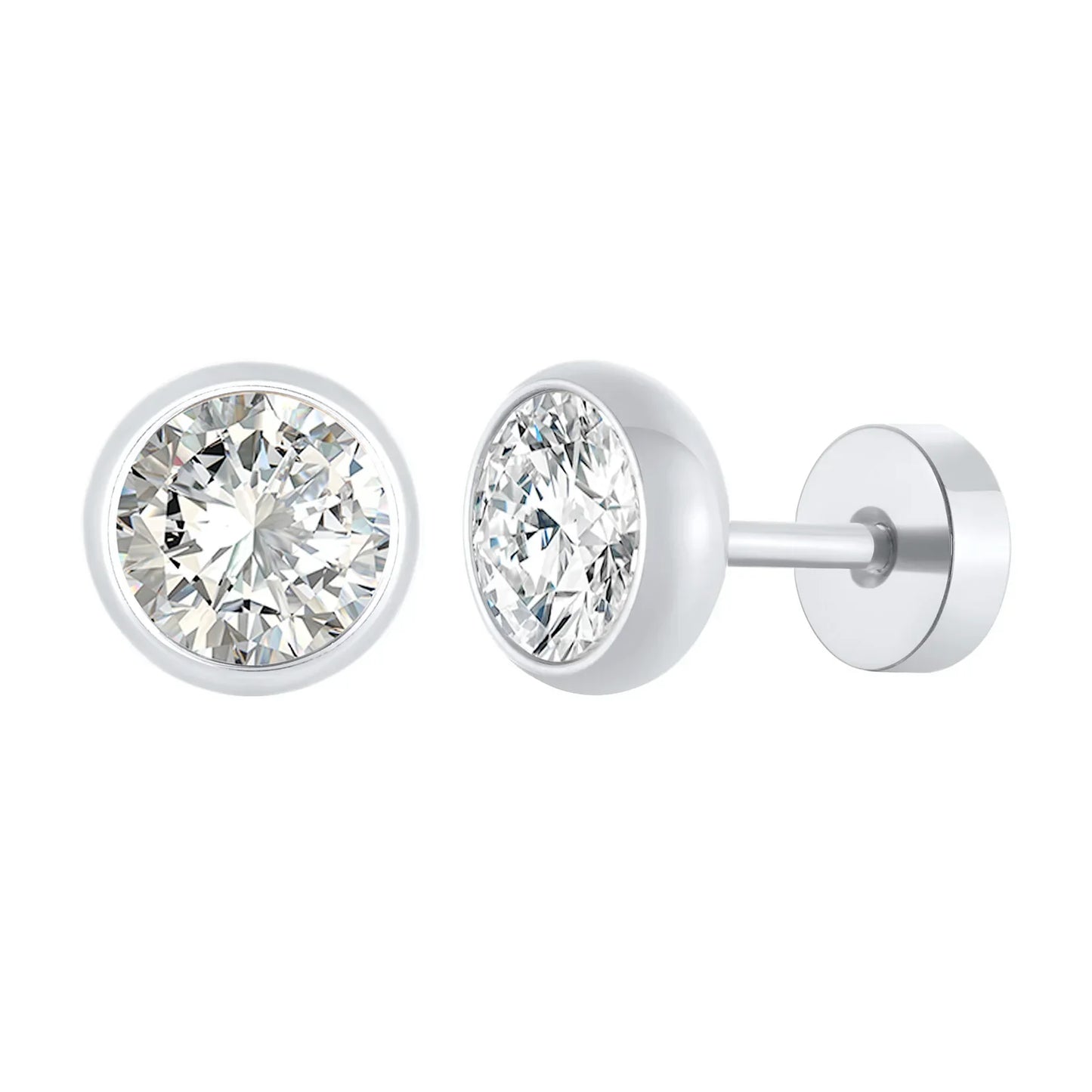 Stainless Steel Men’s Earrings | 8mm Multi-Faceted Screw Back Stud